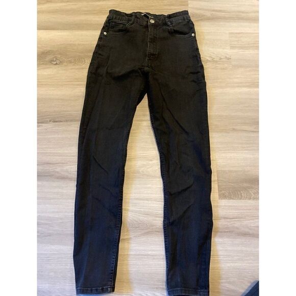 Zara, women's black mid - rise cotton blend skinny jeans size 6 - Picture 1 of 9